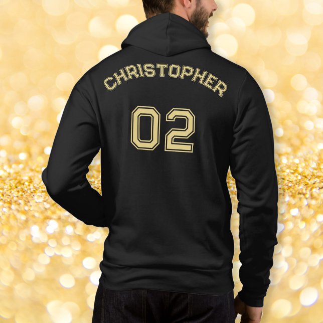 Moletom Criar Moedas Numéricas do Jogador Dourado Preto (Create Black Gold Player Name Jersey Number Mens Hoodie)