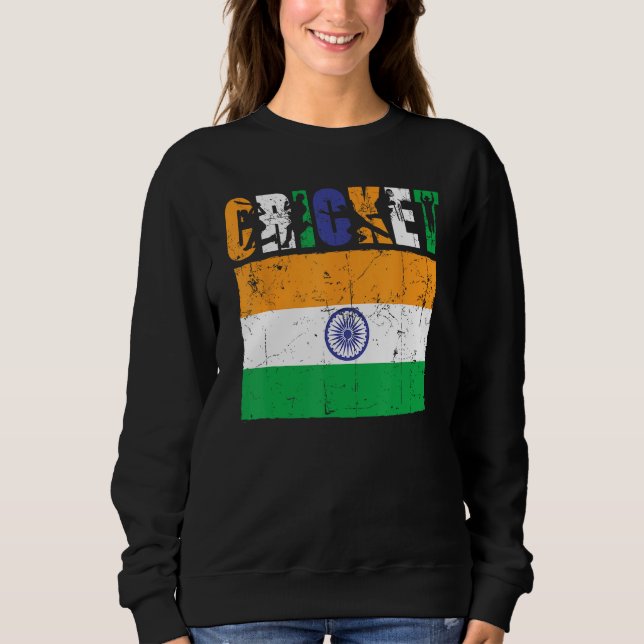 Moletom Cricket Player Indian Flag For Youth Boys Kids (Frente)