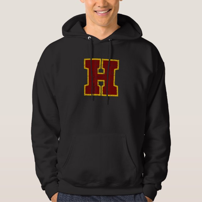Moletom Crimson Red Yellow Letter H Team Font Monogram Dis (Frente)