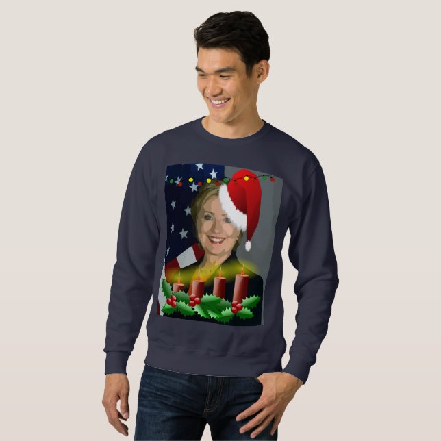 Moletom crinton de hillary do natal masculina (Frente Completa)