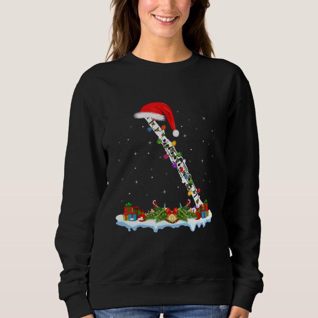 Moletom Cristo Clarinet Music Santa Hat Lighting Clarinet (Frente)