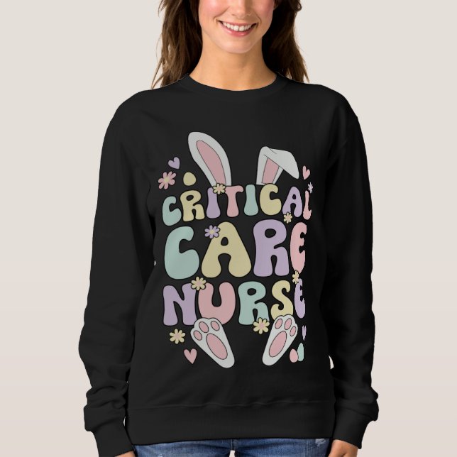 Moletom Critical Care Nurse Easter Bunny Critical Care Nur (Frente)