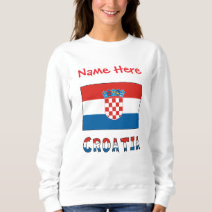 Moletom Croácia Bandeira Croata Vermelha Nome Personalizad
