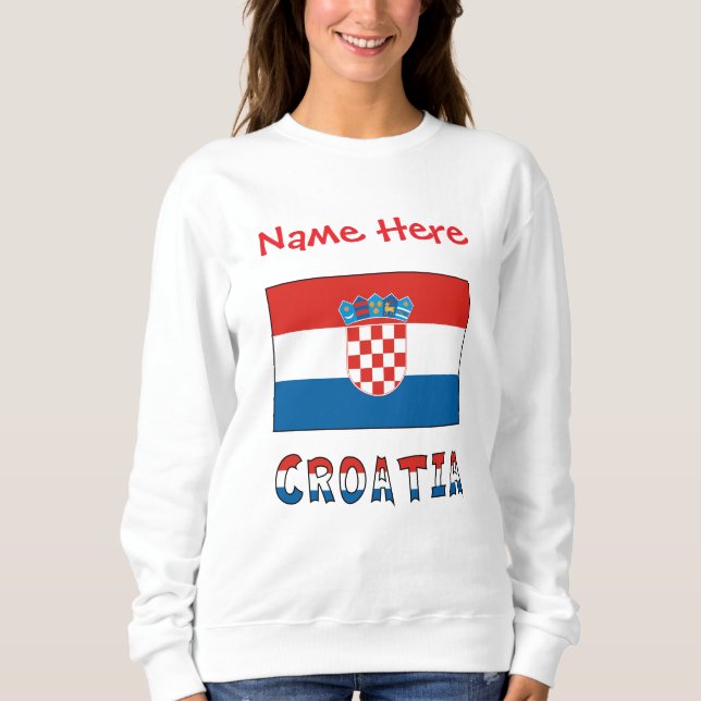 Moletom Croatia Croatian Flag Red Personalized Name Women  (Frente)