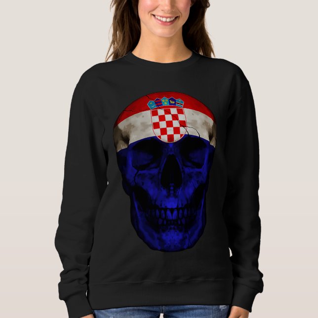 Moletom Croatia Flag Skull Croatian Roots Proud Patriotic (Frente)