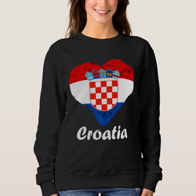 Moletom Croatian Flag Heart Croatian Roots Croatian Pride  (Frente)