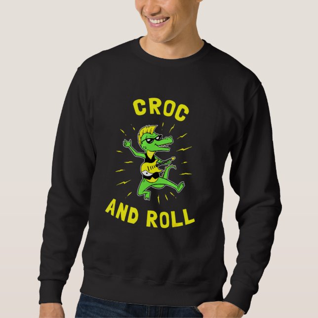 Moletom Croc E Roll Crocodilo Rock And Roll (Frente)