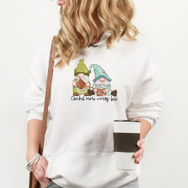 Moletom Crochet Mais Preocupada Menos Hoodie com Gnomos Cu