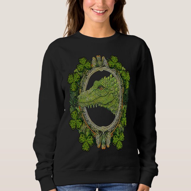 Moletom Crocodile Head Mandala Irish Shamrock C St Patrick (Frente)