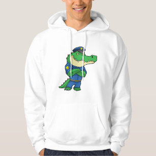 Moletom Crocodilo como agente da polícia com uniforme da p