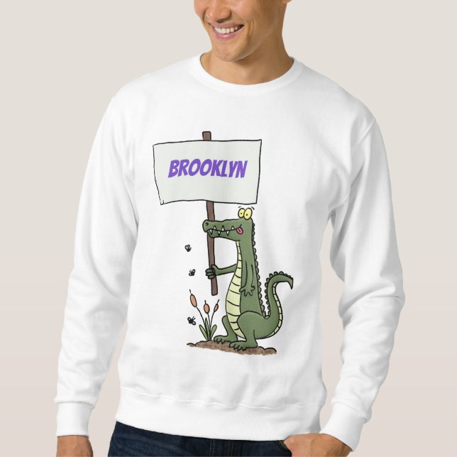 Moletom Crocodilo engraçado, alinhador com cartoon (Frente)