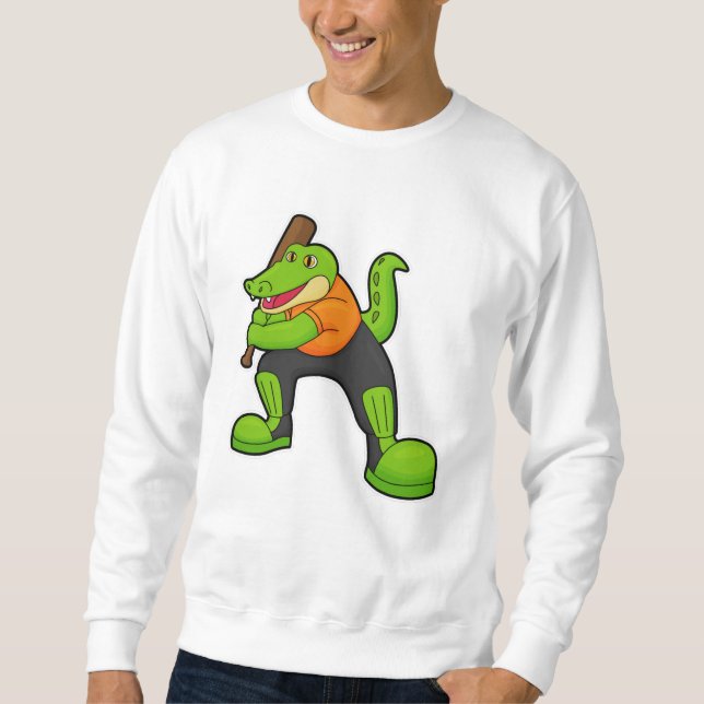 Moletom Crocodilo no críquete com taco de críquete (Frente)