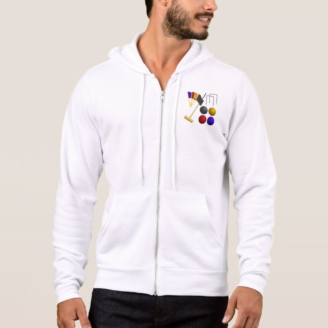 Moletom Croquet Equipment Set Mallet Balls Hoops (Frente)