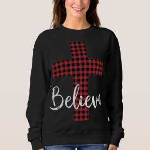 Moletom Cross Believe Jesus Buffalo Plaid Christian Christ