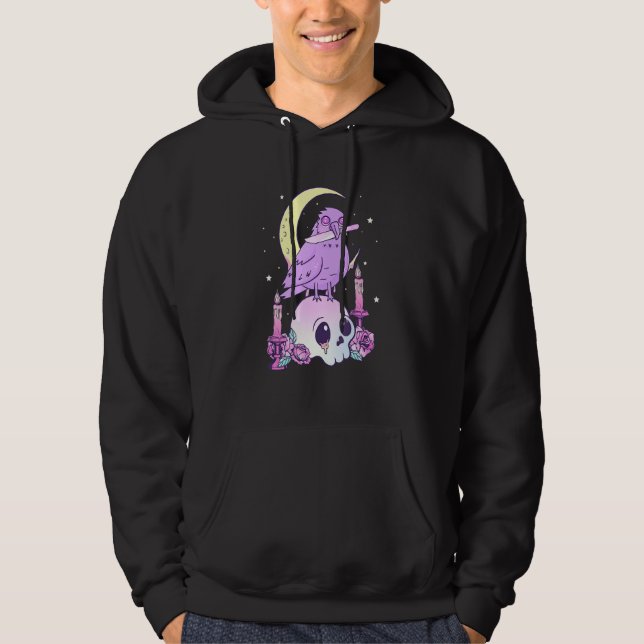 Moletom Crow Raven Sweater Skeleton Pastel Gótico Aest (Frente)