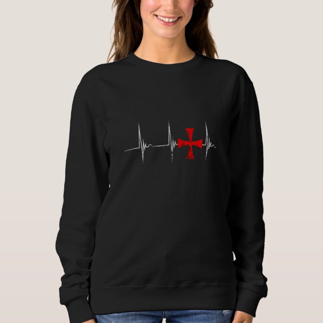 Moletom Crusader Knights Templar Cross Heartbeat Ekg Pulso (Frente)