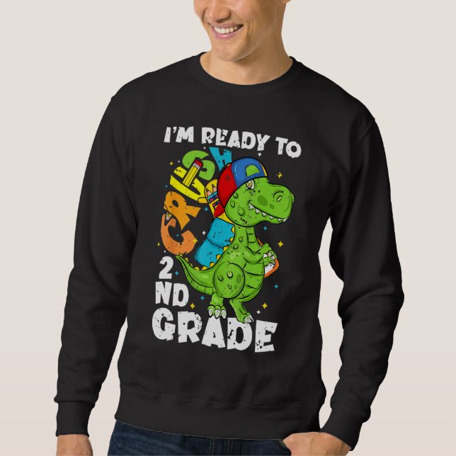 Moletom Crush 2nd Grade Rex Dinosaur Back To School Boys K (Frente)
