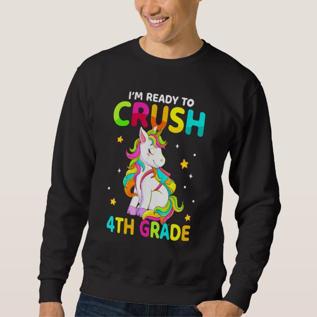 Moletom Crush 4th Grade Dabbing Unicorn Back To School Gir (Frente)