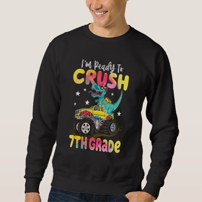 Moletom Crush 7th Grade Dinosaur Monster Truck Back To Sch (Frente)