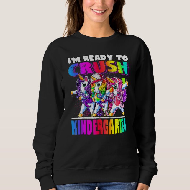 Moletom Crush Kindergarten Dabbing Unicorn Back To School  (Frente)