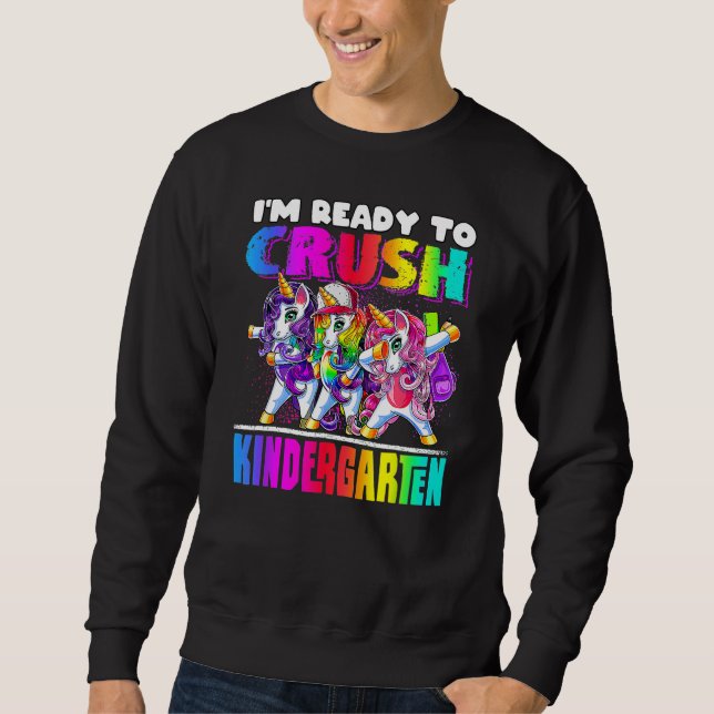 Moletom Crush Kindergarten Dabbing Unicorn Back To School  (Frente)