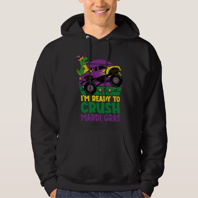Moletom Crush Mardi Gras Dino Monster Truck  Toddler Boys  (Frente)