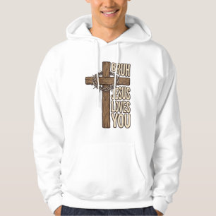 Moletom Cruz de Bruh Jesus Te Ama Vintage Vetor Cristão