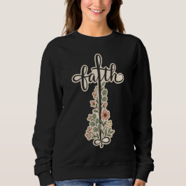 Moletom Cruz Floral da Fé Cristã Design de Tipografia 