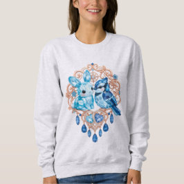Moletom Crystal Blue Bunny and Blue Jay Heart