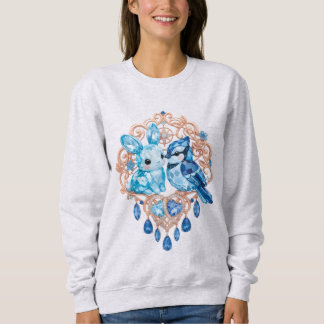 Moletom Crystal Blue Bunny and Blue Jay Heart
