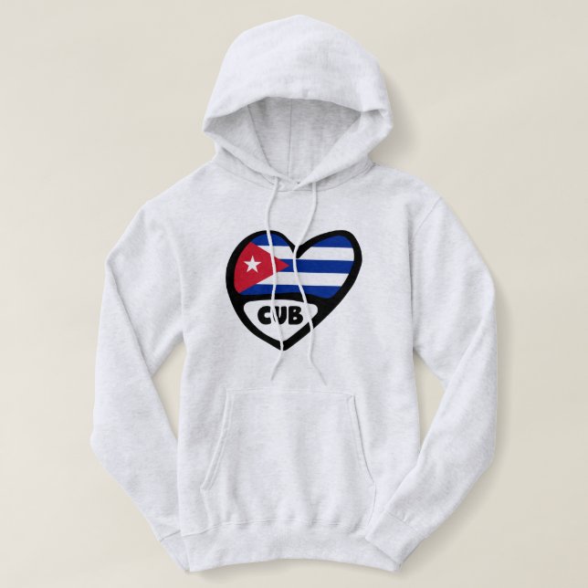 Moletom Cuba Country Code Flag Heart, CUB (Frente do Design)