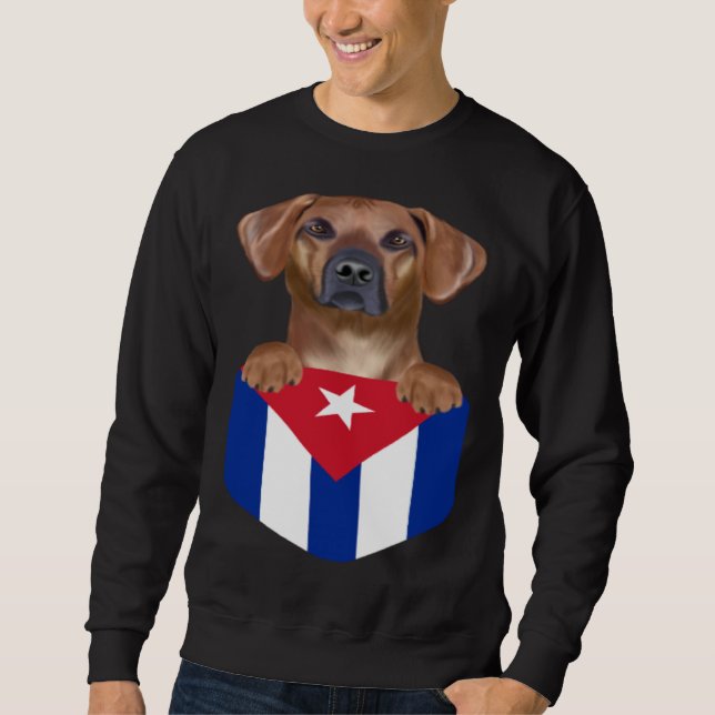 Moletom Cuba Flag Rhodesian Ridgeback Dog In Pocket (Frente)