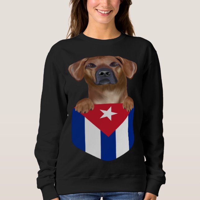Moletom Cuba Flag Rhodesian Ridgeback Dog In Pocket (Frente)
