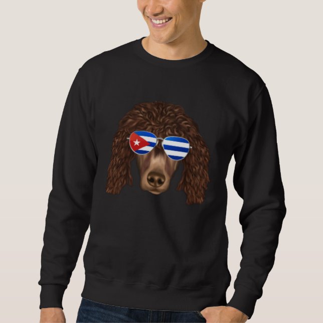 Moletom Cuban Flag Irish Water Spaniel Dog Cuba Pocket (Frente)