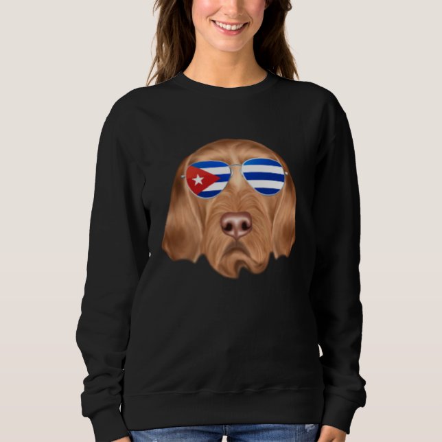 Moletom Cuban Flag Wirehaired Vizsla Dog Cuba Pocket (Frente)