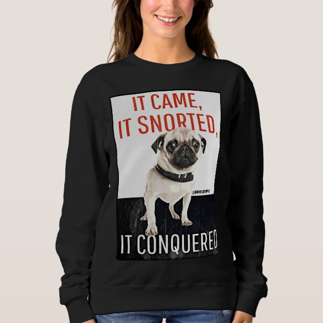 Moletom Cuidado com Pug! T-Shirt Clássico 820 (Frente)