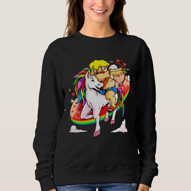 Moletom Cupid Riding Unicorn Valentine s Day Girls Kids (Frente)