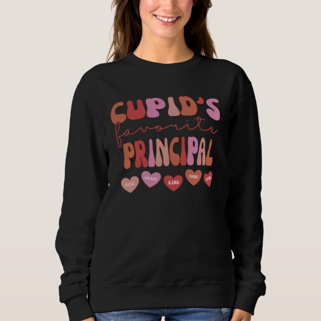 Moletom Cupid s Favorite School Principal Retro Valentines (Frente)