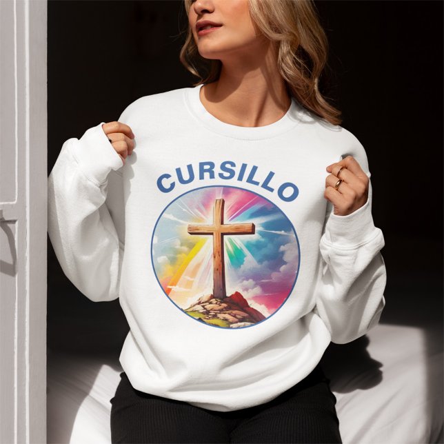 Moletom Cursillo Wood Cross With Rainbow and Clouds (Criador carregado)