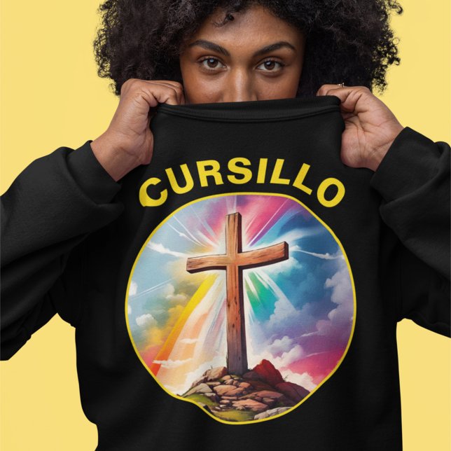 Moletom Cursillo Wood Cross With Rainbow and Clouds (Criador carregado)