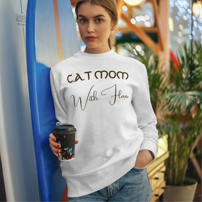 Moletom Custom Cat Mom Dark Brown Funny Script Pet Lover (Criador carregado)
