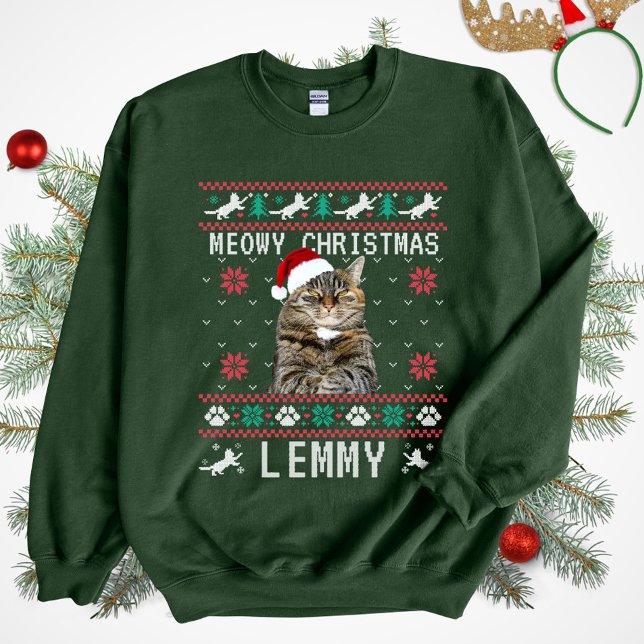 Moletom Custom Cat Ugly Christmas Sweatshirt with Photo (Criador carregado)