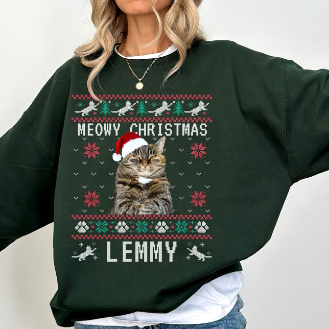 Moletom Custom Cat Ugly Christmas Sweatshirt with Photo (Criador carregado)