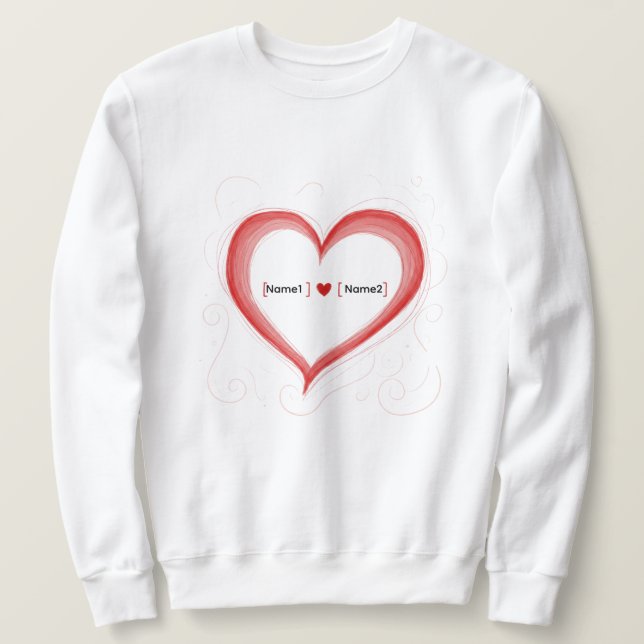 Moletom Custom Couple Names Heart Sweatshirt (Frente do Design)
