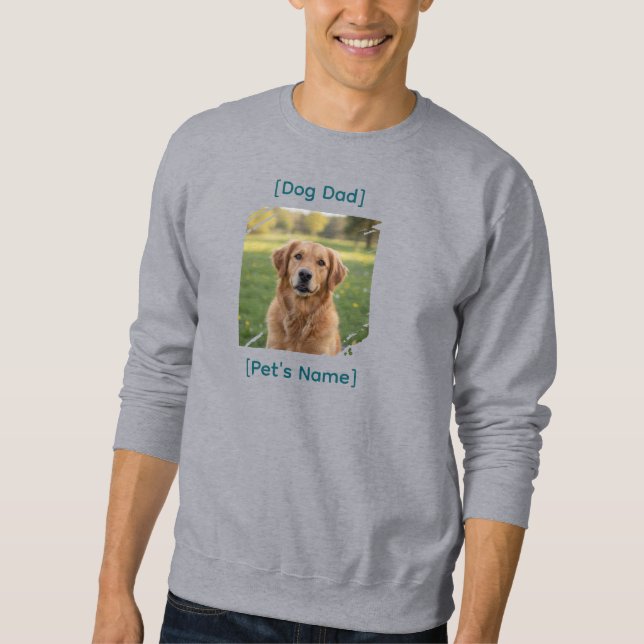 Moletom Custom Dog Dad Photo Sweatshirt |  Gift for Men (Frente)