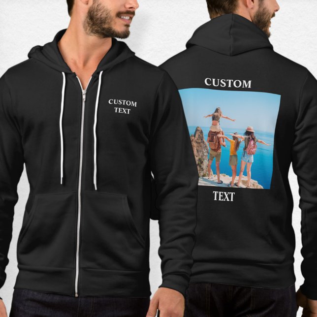 Moletom Custom Logo Zipped Hoodie, Your Own Text Photo Zip (Criador carregado)