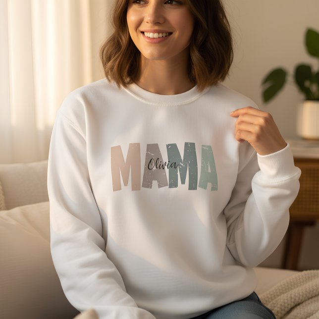 Moletom Custom Mama Sweatshirt with Baby Name | Personaliz (Criador carregado)