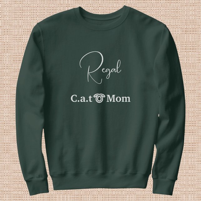 Moletom Custom Pet Lover White Script Cat Mom Forest Green (Criador carregado)