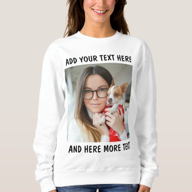 Moletom Custom Photo and Text Women White (Frente)