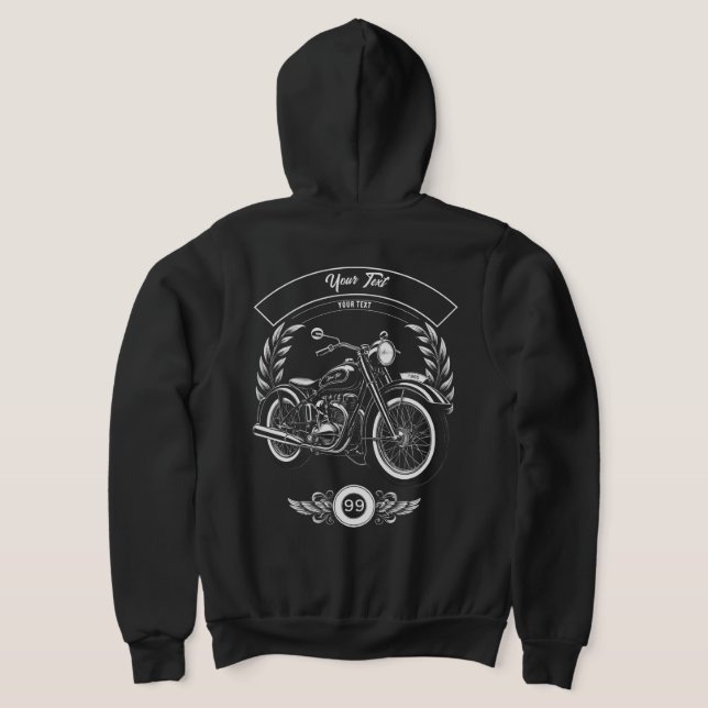 Moletom Custom Winter Biker Skull Motorcycle Zip Hoodie (Postura das costas)